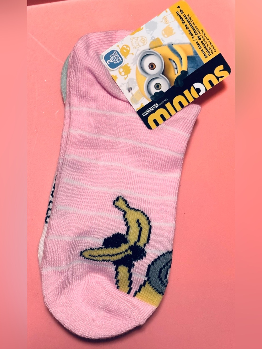 Minions Kids Ankle Socks 2-Pack: Shoe Size 10-4